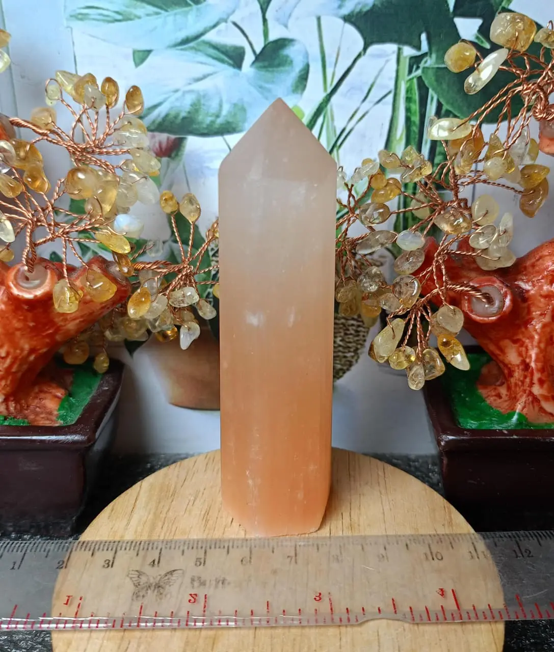 Natural Orange / Peach Selenite Tower Pointer (3) asli batu alam