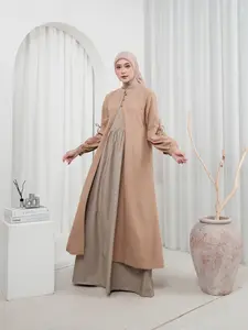 Naira Dress Set Outer 2 in 1 Gamis Wanita Muslim Dewasa Bahan Katun Premium Adem dan Nyaman