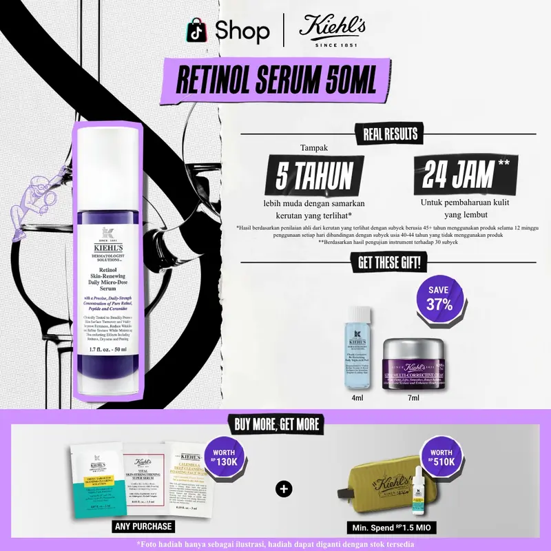 Kiehl's Retinol Skin-Renewing Daily Micro-Dose Serum. Mengandung Retinol, Ceramide, Peptide 0