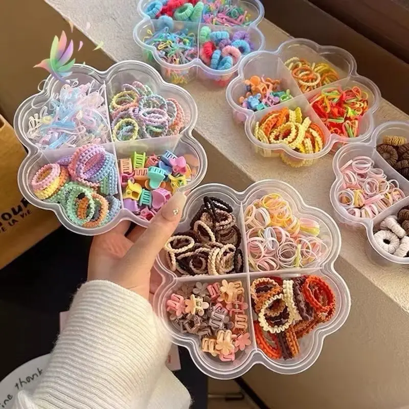 ￼Ikat Rambut Anak Mix Warna Warni Box Bunga  - Pita & Scrunchie | Jepit Rambut Anak Box Bunga