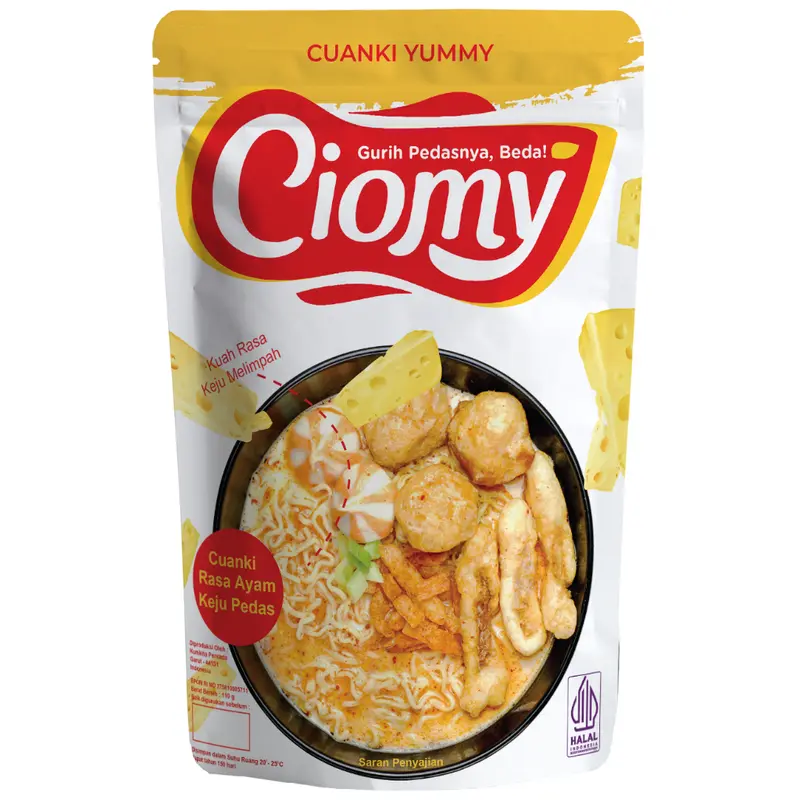 CIOMY Instan Non MSG Chicken Cheese Cuanki Cup Spicy Reguler Lite Tahu Lidah Kering Besar kecil viral rasa Kari suir ayam 6