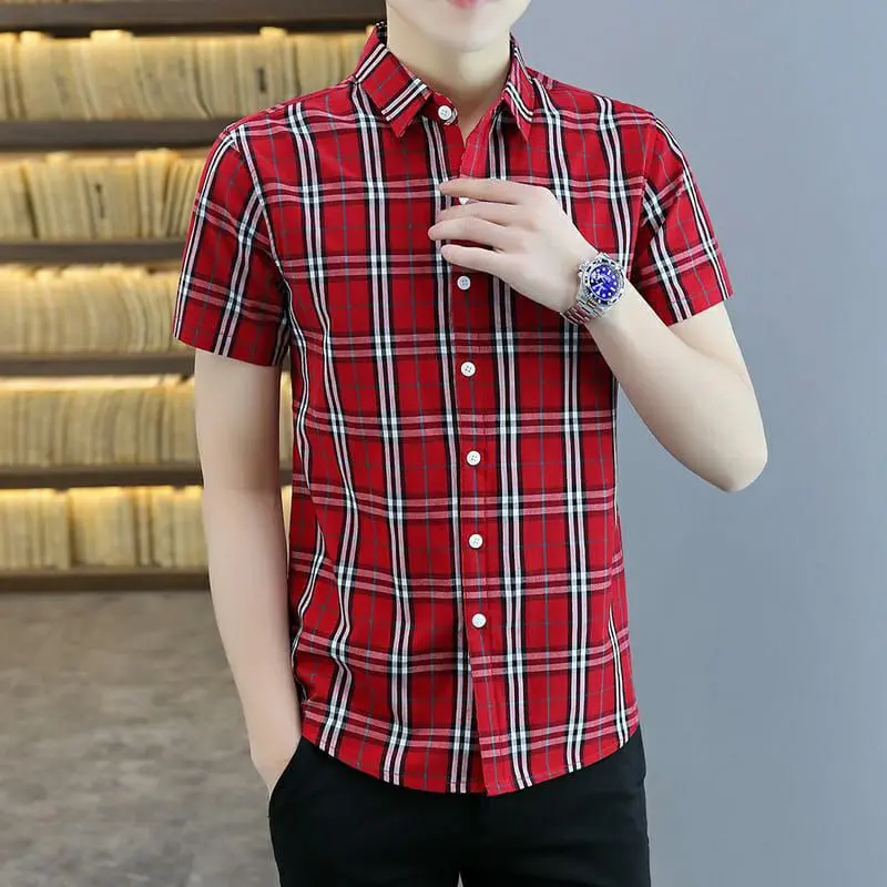 FSF NEW KEMEJA PRIA BURBERRY GARIS LENGAN PENDEK DEWASA IMPORT KATUN FLANEL CASUAL JUMBO TERBARU KEKINIAN BAJU ATASAN HEM COWOK DISTRO KERJA KANTOR KOTAK 1CM HITAM PUTIH MERAH OVER SIZE KEREN MURAH TERLARIS KEMEJA FLANEL KEKINIAN TERBARU