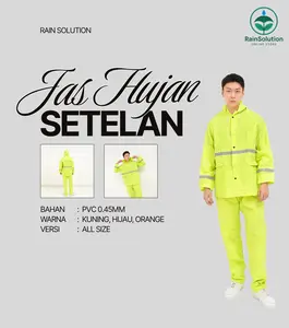 Jas Hujan Aether AE887 Premium PVC Waterproof Setelan Celana & Jaket dengan Scotch Light Reflektif untuk Aktivitas Outdoor