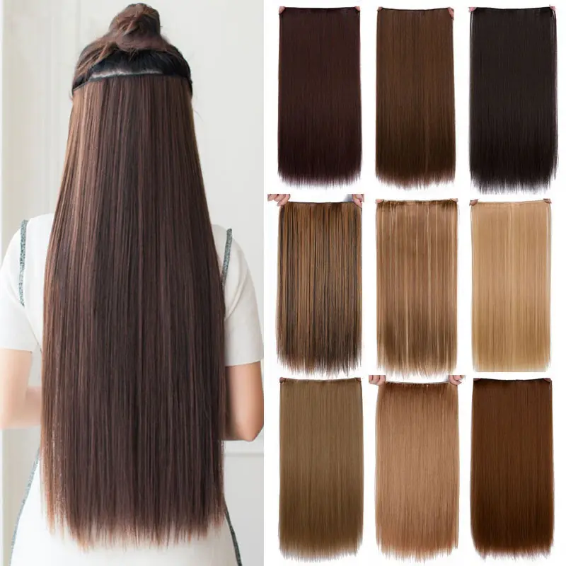 【COD】Wig Rambut Wanita Ikat Hair Extension Hairclip Korea Lima Klip Rambut Lurus Panjang Potongan Wig Serat Kimia Potongan G