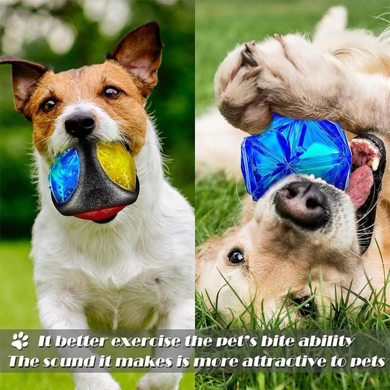 thingin Puppy Interactive Dog Chew Toys Flash Bouncing Ball Squeakers Bite Resistant Toy LED Dog Balls Pet Supplies Ball Flashing Elastic Ball Children 4