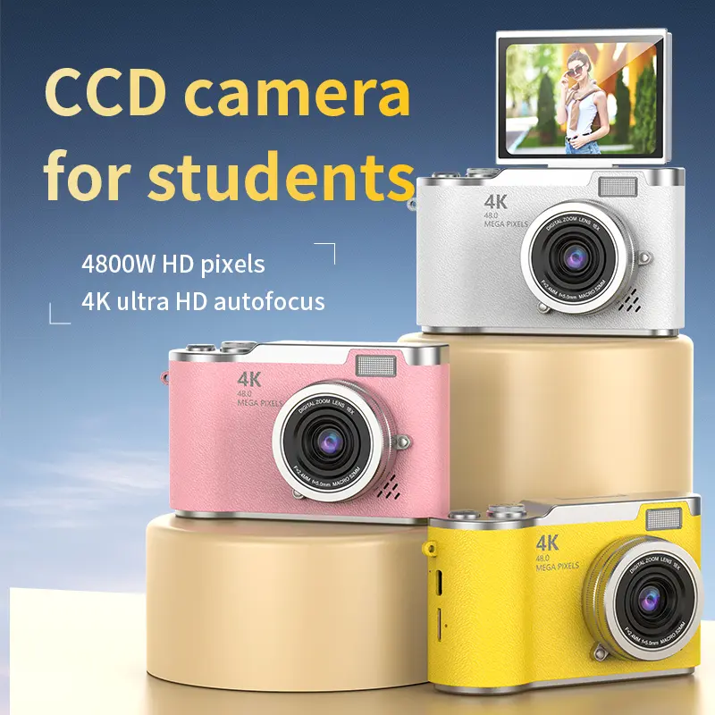 New 4K HD flip screen rotating micro single digital camera Student CCD camera selfie video Portable vlog photography toy with retro