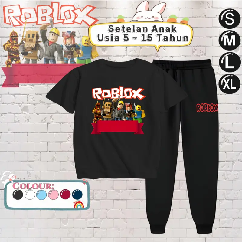 Setelan Anak Laki Laki dan Perempuan ROBLOX - Baju Kaos dan Celana Fashion Motif Terbaru Usia 5-15 Tahun [BISA COD] 0