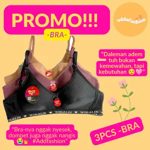 3PCS BH Bra Sport dapet 3pcs atau 3 lembar size lengkap Wanita Tanpa kawat- Nyaman Dipakai Bra wanita dewasa Remaja bahan katun premium tanpa kawat