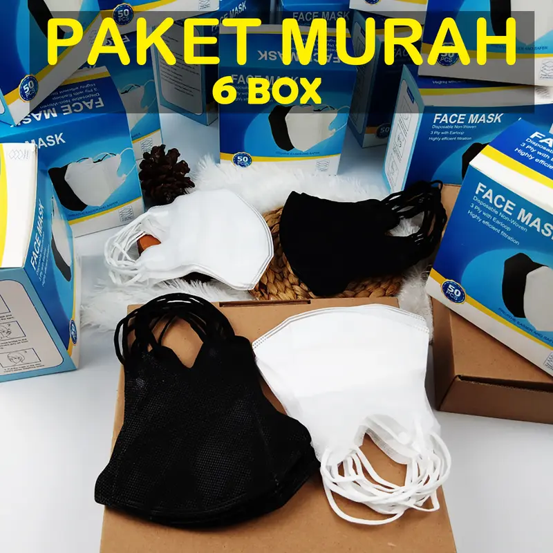 MASKER DUCKBILL PAKET 6 BOX WARNA HITAM DAN MASKER DUCKBILL HITAM MASKER DUCKBIL MURAH MASKER DUCKBIL PAKET 0