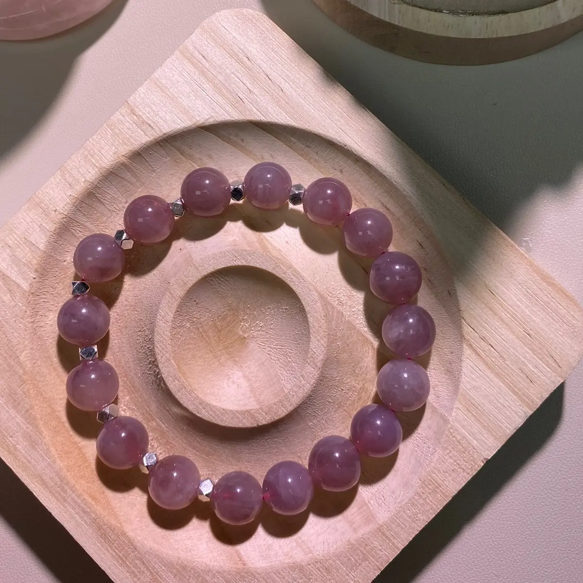 CUSTOM Lavender Rose Quartz in silver hardware