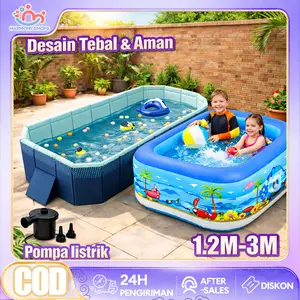 KOLAM RENANG ANAK Kolam Renang Keluarga Tiup Besar dengan pompa Kolam renang anak Water Toys Sand hamperslebaran