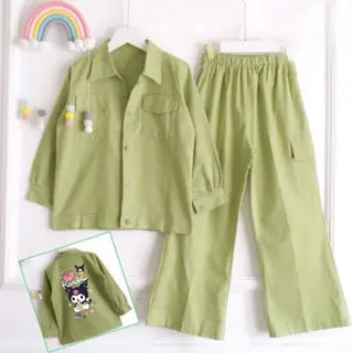 Setelan Anak Kuromi Set Baju anak Terbaru Bahan Polo Linen Terlaris Untuk Anak Umur 3-15 Tahun 2