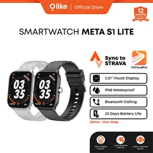 Olike Smartwatch Meta S1 Lite | HD Screen 2.01" Wide Display | Sync to Strava | IP68 Waterproof | Bluetooth Calling | 20 Days Standby | 100+ Sports Mode | Garansi 1 Tahun