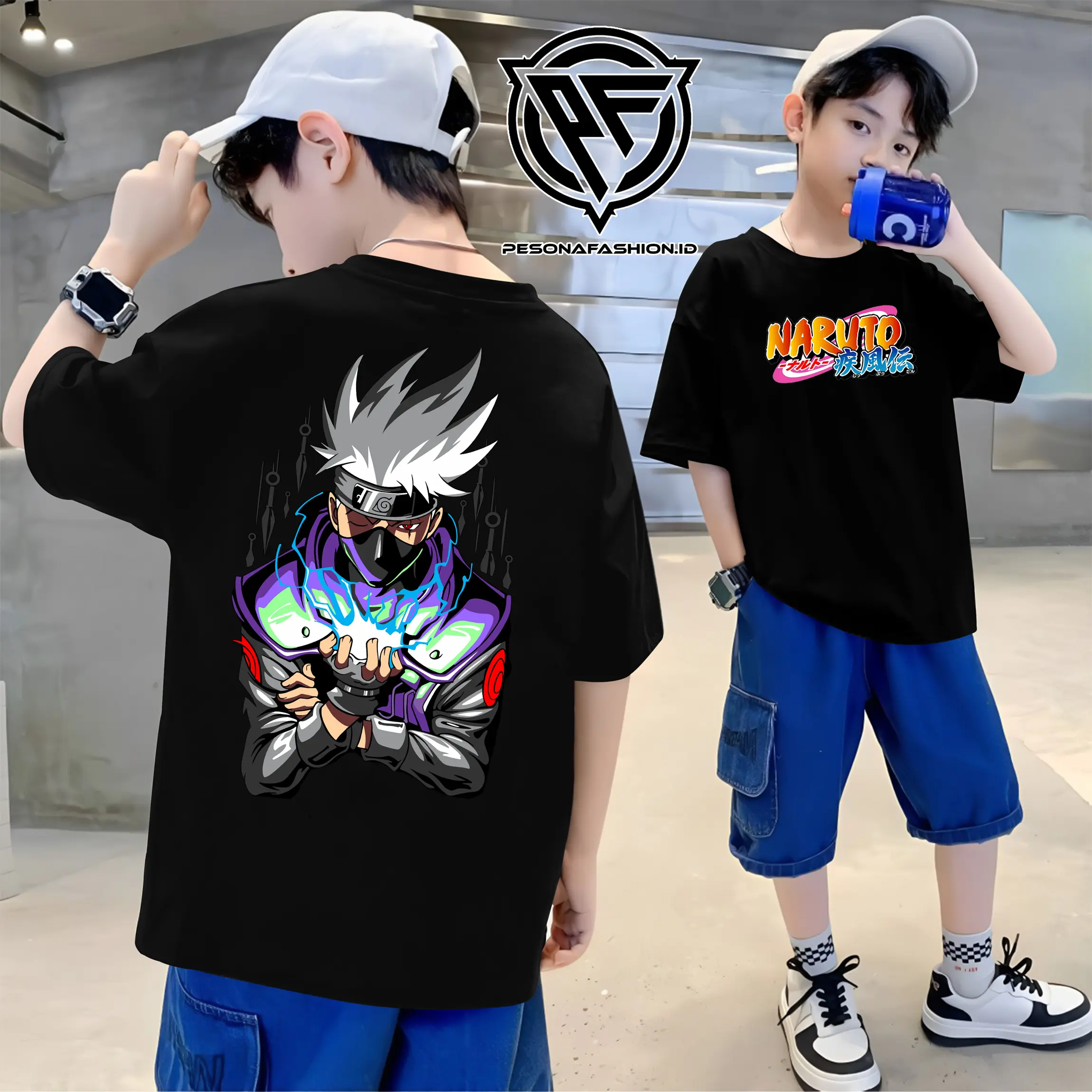 NTN Baju Kaos Anak Distro Laki Laki Tanggung Umur 7-16 Tahun Karakter Anime Kakashi Terbaru