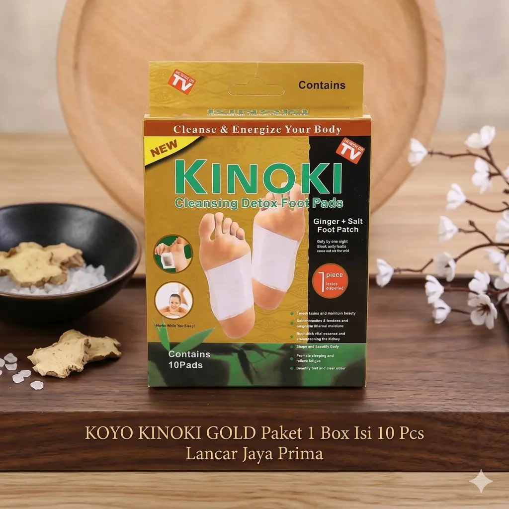 NEW TERMURAH Paket 1 Box Isi 10 Pcs Kinoki Gold Original Detox Foot Pads Koyo Penyerap Racun Dalam Tubuh Secara Alami - Belanja Hemat Dan Termurah