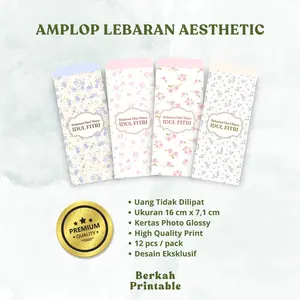 [bisa CUSTOM tulisan] Amplop lebaran uang THR desain bunga aesthetic terbaru 2026 isi 12pcs - 20pcs Ukuran besar High Quality Print || Berkah Printable