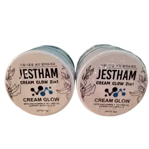 JESTHAM CREAM GLOW || PAKET BUNDLE 2in1 Lebih Hemat || CREAM GLOWING 2IN1 Perawatan Wajah Pelembab Pencerah Moisturizer Mencerahkan Facial Hitam 0