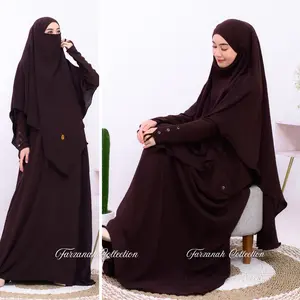 Farzanah Collection Gamis Haviza Abaya Set French Khimar Syar'i Abaya Plus Hijab Umroh Terbaru Crinkle Mewah Variasi Kancing Busui Friendly Realpict