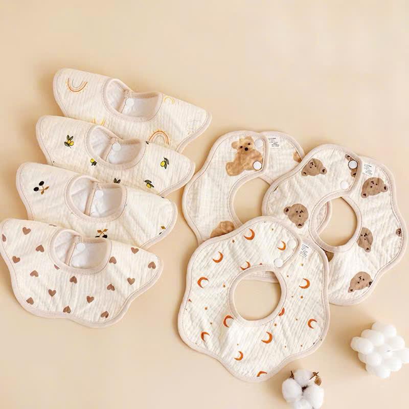 Yếm Tròn Chống Thấm Cho Bé, Yếm Cổ Tròn Xoay 360 Độ Họa Tiết Hàn Quốc Dễ Thương…