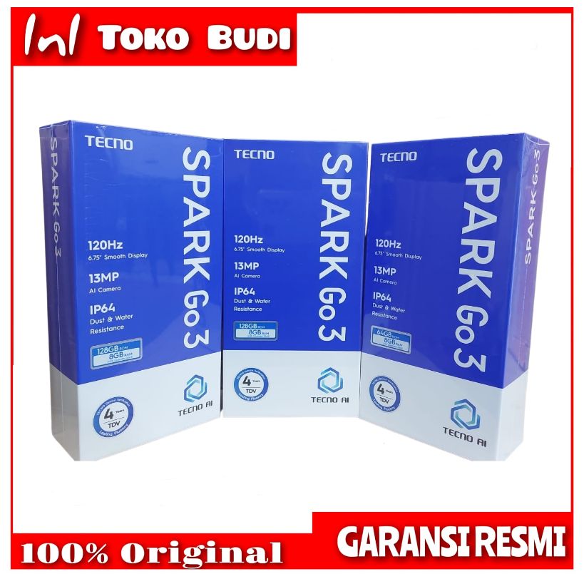Tecno Spark Go 3 Go3 ( 4/128 4/64 ) Garansi Resmi Tam