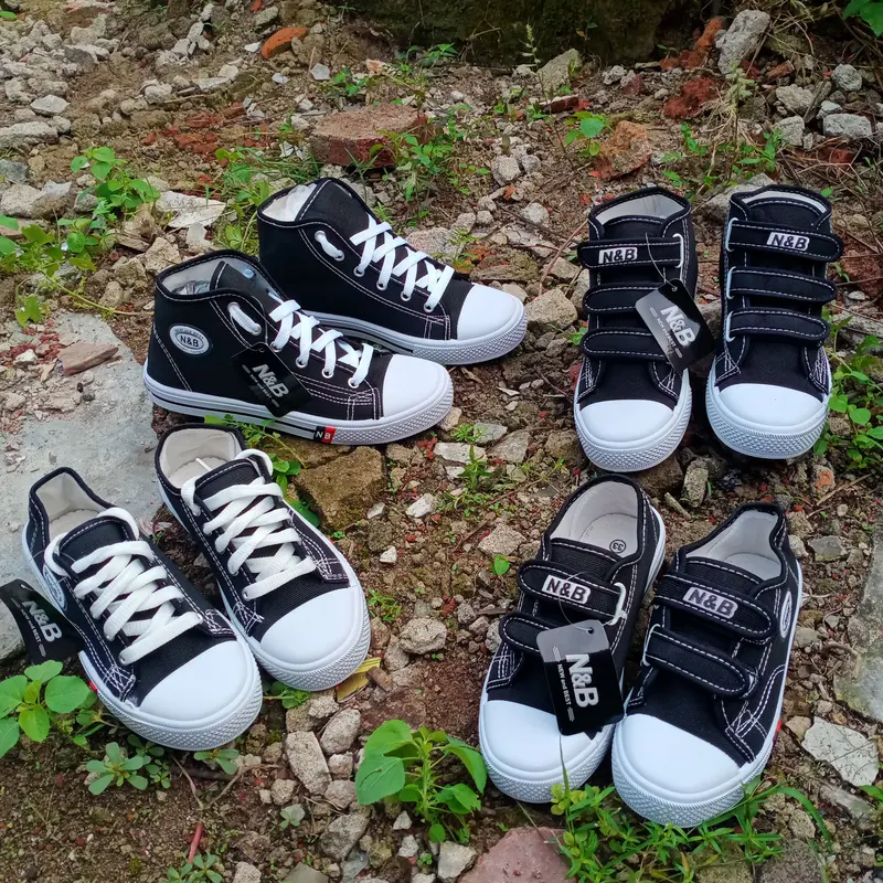 sepatu sekolah nb perekat anak sd tk paud original boot velcro anak laki laki perempuan sol karet kuning Fashion nb  anak 4
