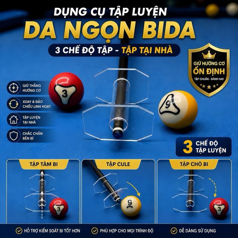 Dụng cụ tập luyện da ngọn thẳng Bida Billiard thiết kế hình lục giác có thể tập tại nhà nhỏ gọn tiện lợi có thể tập tại nhà nhỏ gọn tiện lợi rễ ràng tháo rời khi mang theo