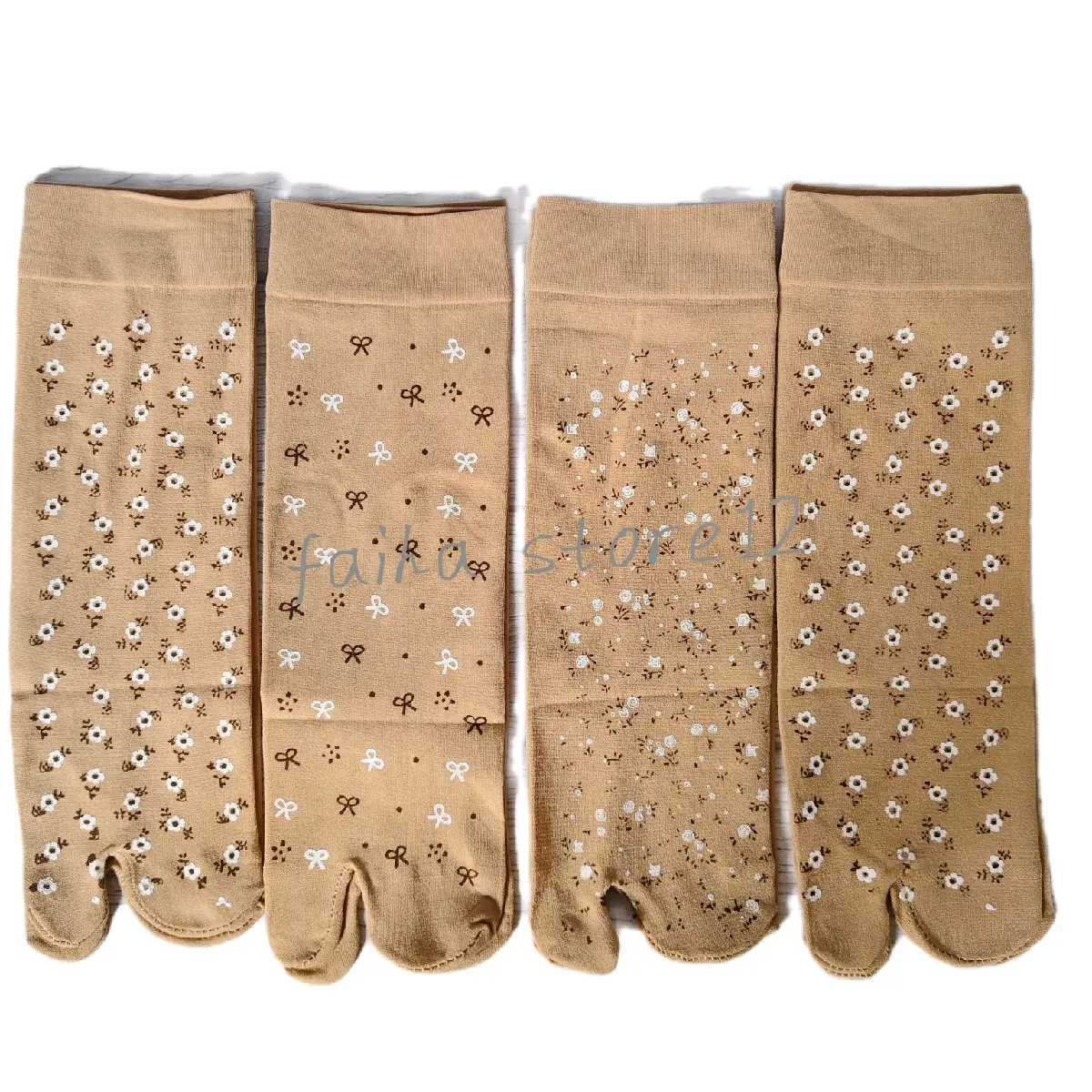 (Promo 3 pasang) Kaos Kaki Stocking Jempol 2 Jari Motif Bunga Wanita Dewasa Pendek