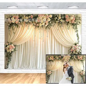 Latar belakang dinding bunga tirai dekorasi pernikahan hadiah pengantin pesta banner dekorasi ulang tahun properti