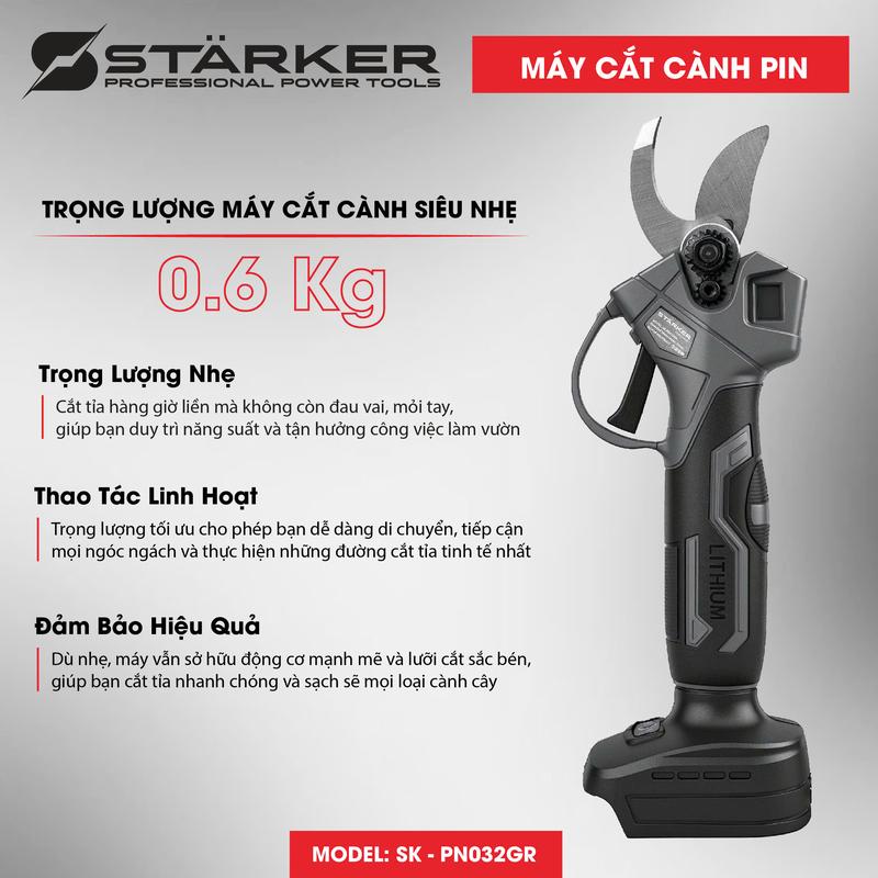  Máy cắt tỉa cành Starker chân pin phổ thông 4cm kéo cắt cây động cơ không chổi than siêu khỏe cho nghề làm vườn cây cảnh BONSAI 