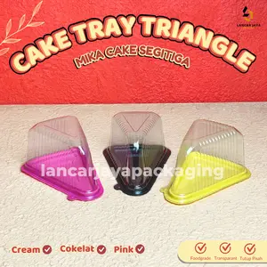Mika CT Segitiga Cake Tray Mille Crepes Kue Potongan Alas Warna Tutup Transparan Foodgrade
