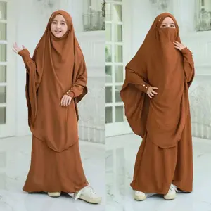 gamis/muslim/anak perempuan full set french khimar terbaru 5-12 tahun