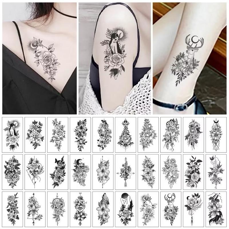 Tatto Temporer motif kecil, Tato temporary Stiker Tato Halal Naga Tengkorak iluminati kalajengking isi 2 pac random (BISA COD) Tubuh Bunga 1