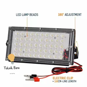 Lampu LED Sorot DC 12V 50W 50 Watt 12 Volt Aki Motor Mobil Kabel Jepit Waterproof Portable Emergency emico Car