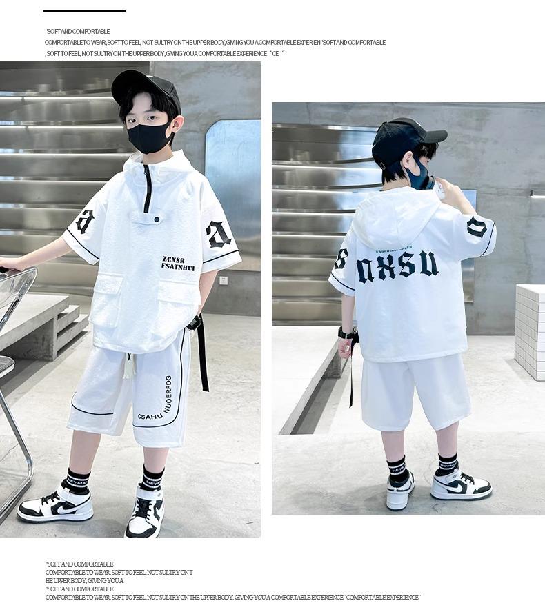 Product Introduction of Set Đồ Trẻ Em Cá Tính 2025 - Áo Hoodie Tay Ngắn + Quần Short Form Rộng | Size 120-180 23