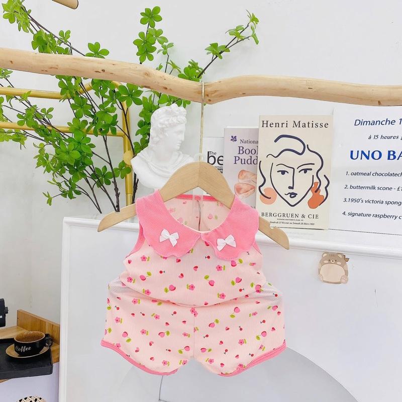 Com Bo 3 bộ _ 5 bộ đồ bé gái chất tăm lạnh mềm mát Đồ bộ bé gái dễ thương từ 5-15kg 3