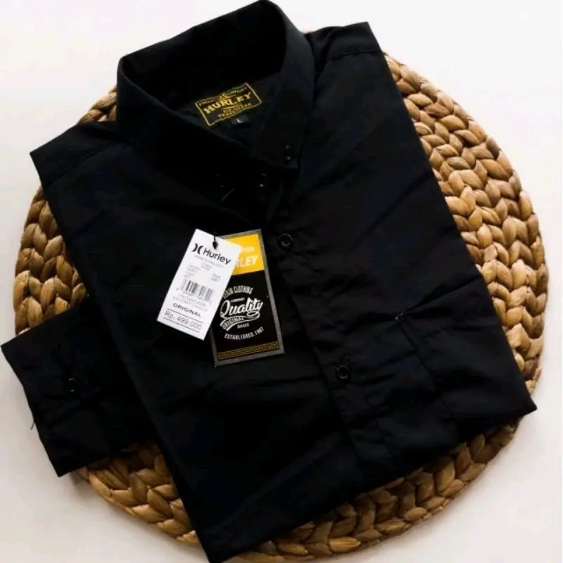 Kemeja Polos Lengan Panjang Pria Slimfit - Serba 30 Kak - Distro, Formal fitted shirt hurley  kemeja slim  fit Kerja Putih