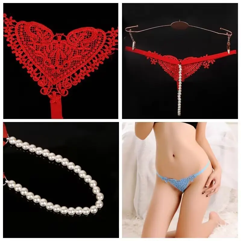 Dezenna Sexy G String Wanita Lace Celana dalam Wanita Low Waist Mutiara 5C197 7