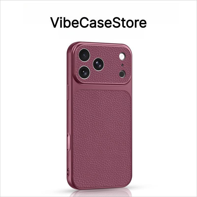 Ốp lưng điện thoại vân da iPhone 18 màu đỏ rượu vang, Chống sốc bảo vệ camera iPhone 18, 17, 14, 12, 16, 15, 13, 11 Pro Max, iPhone 14, 15, 16 Plus, iPhone X, XR, XS MAX, iPhone 17 Air, Vỏ silicone TPU