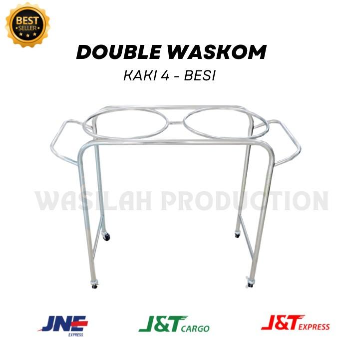 DOUBLE WASKOM PASIEN BESI DAN STAINLESS || STANDING WASKOM DOUBLE KAKI 4 - KAKI 4 SS 2