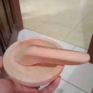 Satu Set Cobek Dan Ulekan Kayu Mahoni Ukuran Dari no 12 Sampai 24 Peralatan Dapur Penghalus Bumbu Coet Kayu