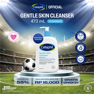 Cetaphil Gentle Skin Cleanser 473ml dengan Niacinamide, Glycerin dan Panthenol Sabun Pembersih Muka Untuk Segala Jenis Kulit