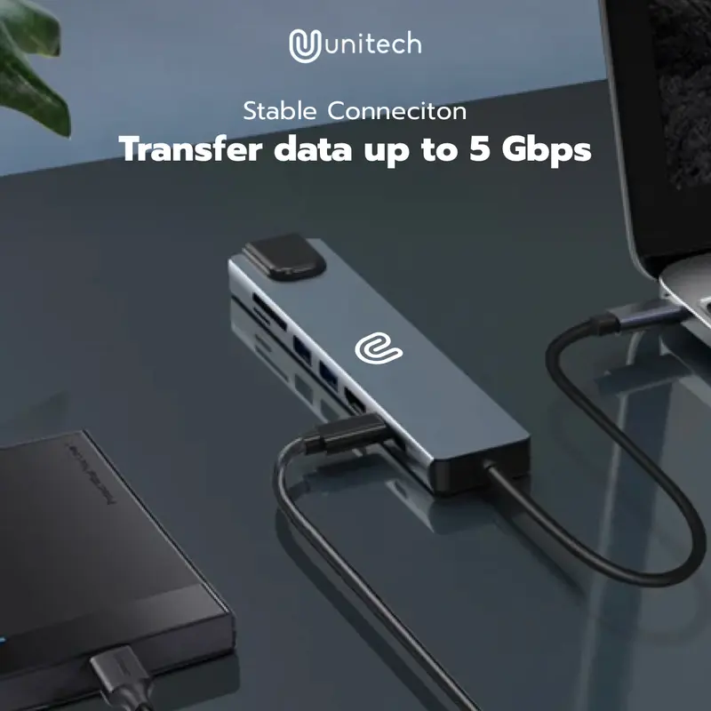 USB Converter Type C HUB 3.0 4K HDMI + LAN  | 8 in 1 - UltraLink Pro | Unitech 4