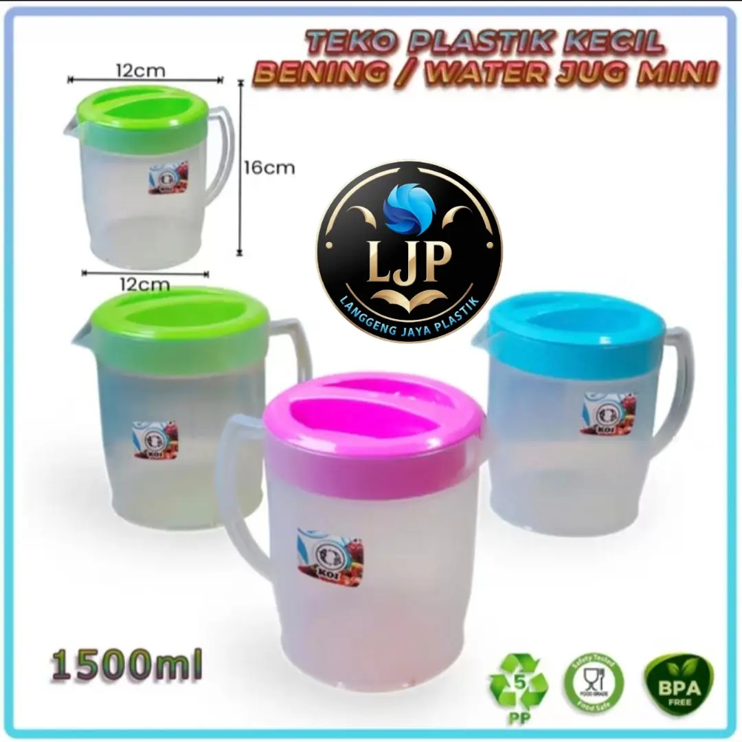Teko Plastik Bening / Teko Kecil / Mini Water Jug Ceret 1.5L