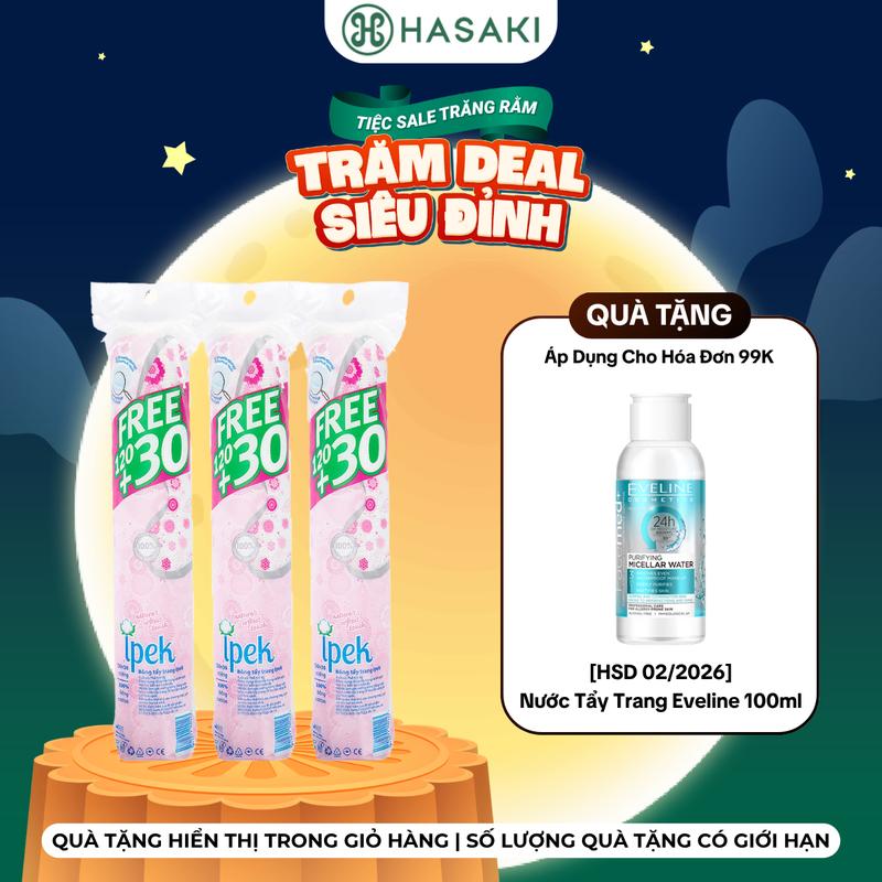[HÓA ĐƠN 99K TẶNG NƯỚC TẨY TRANG 100ML] Bông Tẩy Trang Ipek | HASAKI BEAUTY