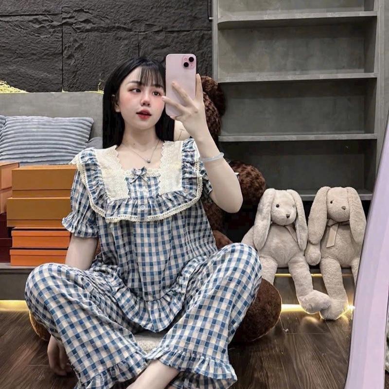 Bộ đũi caro tay ngắn phối ren 3