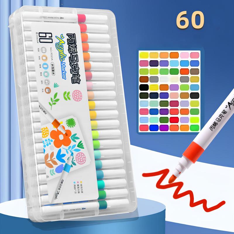 Bút Sơn Acrylic Marker 9053A 12 24 36 48 60 màu Deli HM912 Hộp Nhựa Tô Trên Mọi Chất Liệu DIY Vẽ Giày Vải Chai Lọ Mỹ Thuật Hội Họa Cho Trẻ Em Học Sinh 
