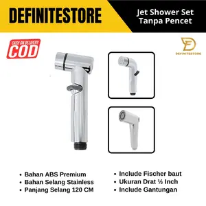 Jet Shower Closet Bidet Toilet Jet Washer Tanpa Pencet Semprotan Toilet Bidet Shower Kepala Jet Shower Toilet ABS Premium Komplit Selang Keran Set 1/2 Inch bidets toilets duduk Minimalis