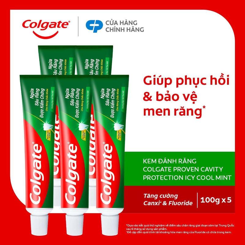 Bộ 5 kem đánh răng Colgate ngừa sâu răng răng chắc khỏe 100g/tuýp