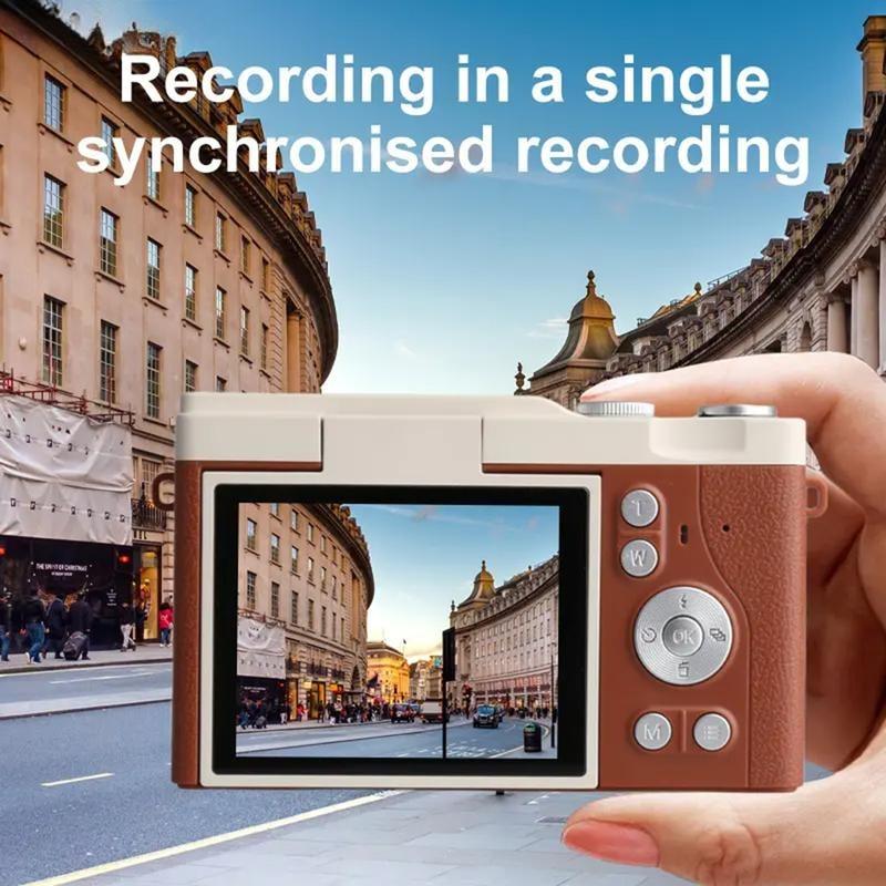 【Kado Hari Raya Kekinian】4K Digital Kamera Gaya Retro 68MP Portable CCD Retro Kamera Digital Vintage 2.4 inch 8X Zoom Compact Small Camera 180 Flip Screen Video Camcorder for Teens Adult Beginner【Gift stickers】Hadiah Lebaran Layar Foto V380 Smart