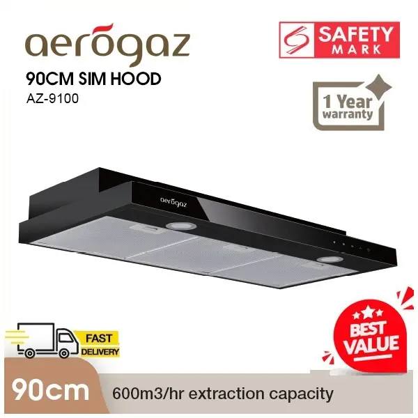 Aerogaz 90cm Slim Hood Black AZ-9100